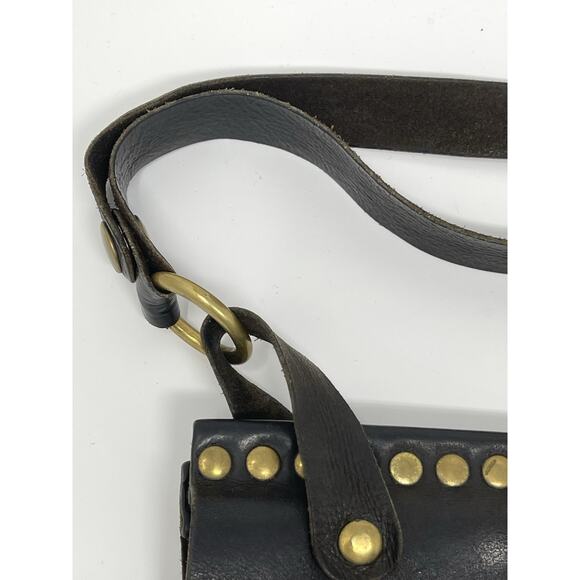 Paolo Angelucci Leather Black Brass Hardwear Studded Tote Bag Retail $400.00 - Picture 3 of 16